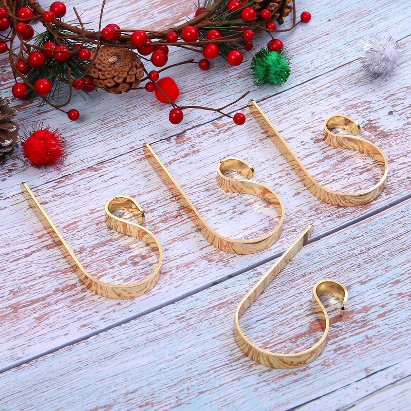 URATOT 4 Pieces Christmas Stocking Holder Hooks Metal Hooks Christmas Stocking Clips Stocking Hanger Hooks, Gold - Image 4